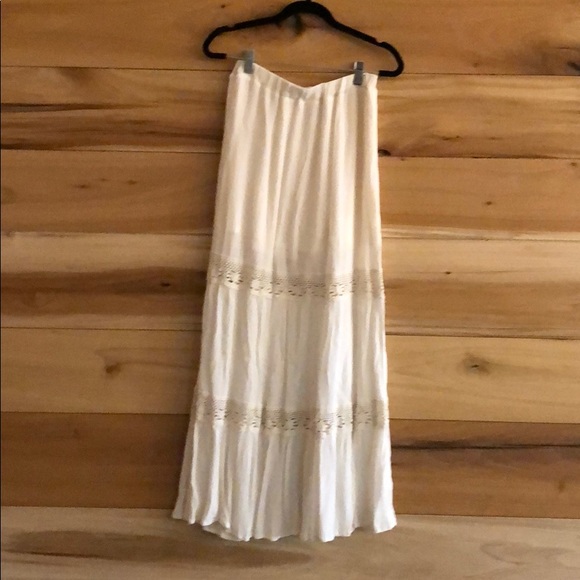 cream maxi skirt